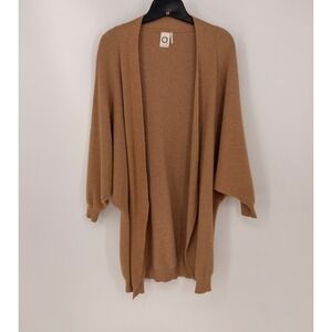 Akemi + Kin Cardigan Womens O/S Tan Ribbed Batwing Open‎ Front Boho Cozy Earthy